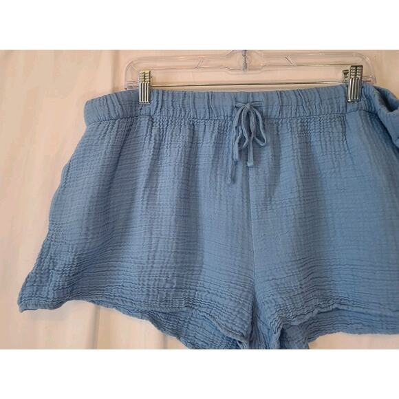 Lake Hampton Serene Blue Top Shorts Pajamas Set Gauze XXL Plus Cotton Blend - Picture 11 of 13